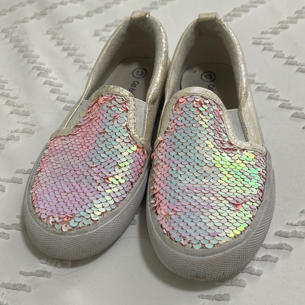 💖 Cat & Jack Flip Sequin Slip On Shoes Size 13